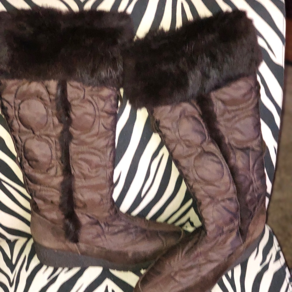 Coach Fur Trim Boots